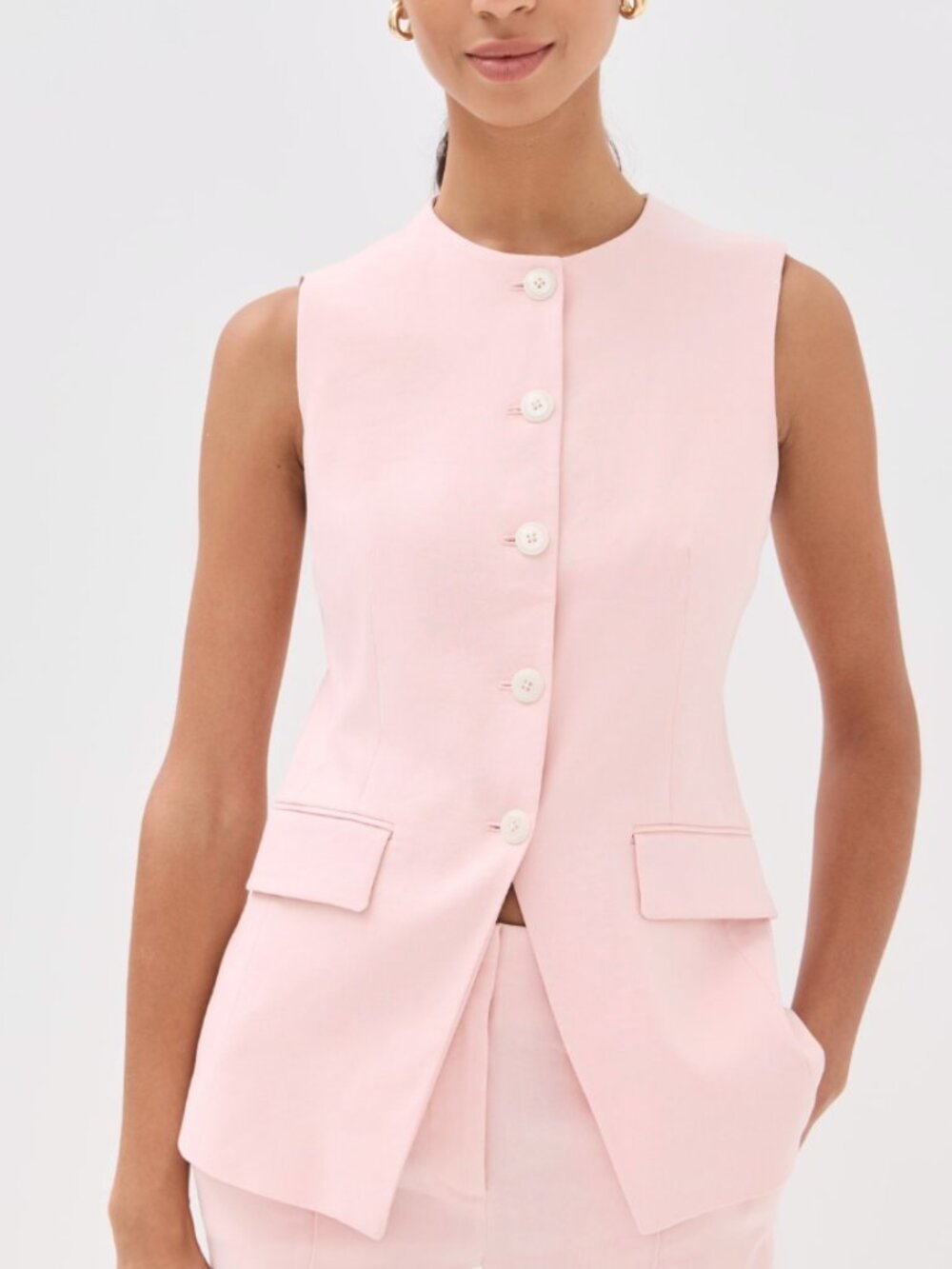 Veronica Beard Pink Lois Vest